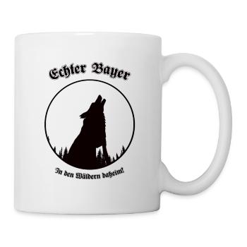 Wolf im Wald - Echter Bayer in den Wäldern daheim - Tasse - Weiß - Rechts