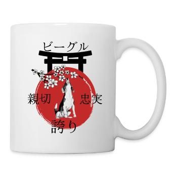 Beagle Japan Kanji Style pour les amoureux des chiens - Mug blanc - blanc - Droite