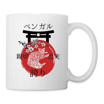 Bengal Cat Japan Kanji Style pour les amoureux des chats - Mug blanc - blanc - Droite