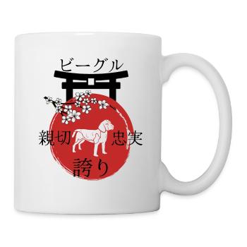 Beagle Japan Kanji Style pour les amoureux des chiens - Mug blanc - blanc - Droite