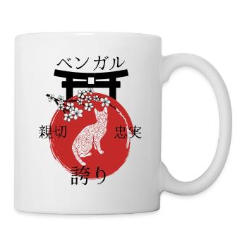 Bengal Cat Japan Kanji Style pour les amoureux des chats - Mug blanc - blanc - Droite