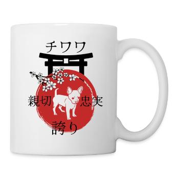 Chihuahua Japon Kanji Style Chiens Amoureux - Mug blanc - blanc - Droite