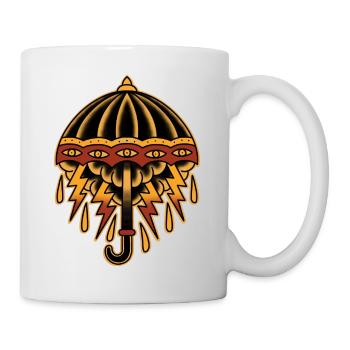 Parapluie de tatouage traditionnel de la vieille école - Mug blanc - blanc - Droite