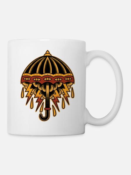Old school traditional tattoo umbrella - Tasse - Weiß