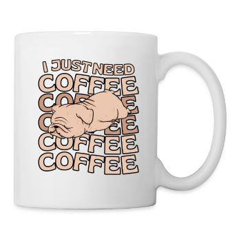 Bulldogge Kaffee Cafe kawaii - Tasse - Weiß - Rechts