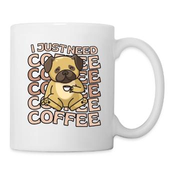 Süßer Mops Kaffee Hund Cafe kawaii - Tasse - Weiß - Rechts