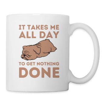 Tired Lazy Bulldog Funny Saying - Mug - white - Right