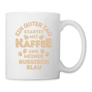Russisch Blau Katze Kaffee Cafe - Tasse - Weiß - Rechts