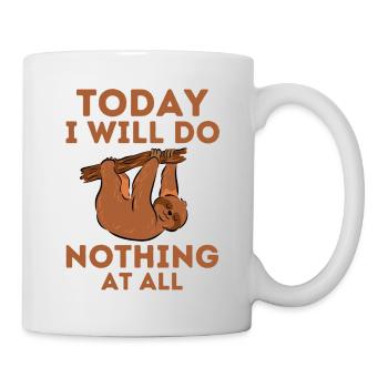 Faultier lustiger Spruch Faulheit Müdigkeit - Tasse - Weiß - Rechts