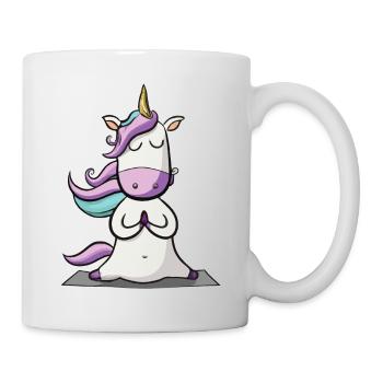Einhorn Yoga Lustig Yogalehrerin Geschenkidee - Tasse - Weiß - Rechts