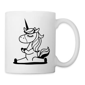 Einhorn Yoga Lustig Yogalehrerin Geschenkidee - Tasse - Weiß - Rechts