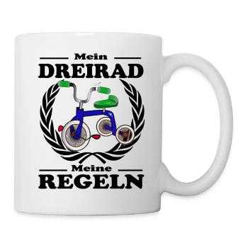 Mein Dreirad und meine Regeln. Kind mit Regeln - Tasse - Weiß - Rechts