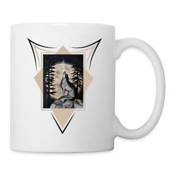 Wolf on the hill night wanderer - Mug - white - Right