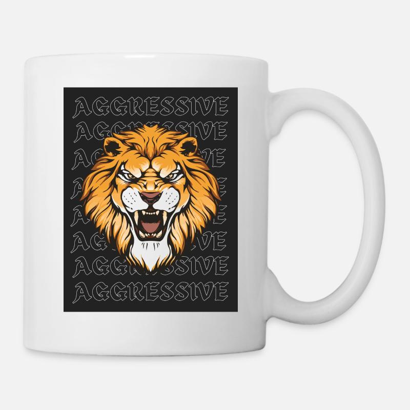 Lion agressif - Mug blanc - blanc
