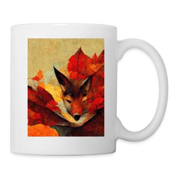 Fuchs im Blätter Wald versteckt - Tasse - Weiß - Rechts