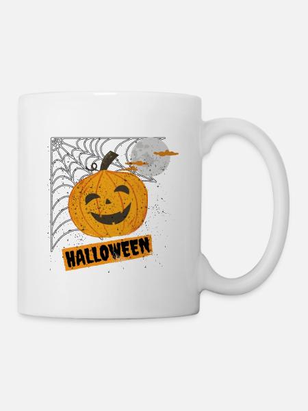 Halloween mit Spinnennetz - Tasse - Weiß