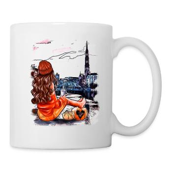 Hamburger Skyline Illustration - Tasse - Weiß - Rechts