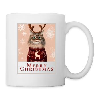 Cute Siberian cat in a Christmas sweater. - Mug - white - Right