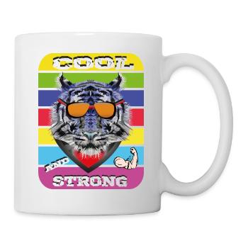 Tiger with glasses Cool and Strong - Mug - white - Right