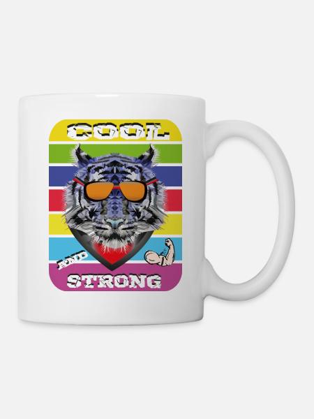 Tiger mit Brille Cool and Strong - Tasse - Weiß