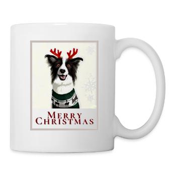 Border Collie Dog in a Christmas Sweater. - Mug - white - Right