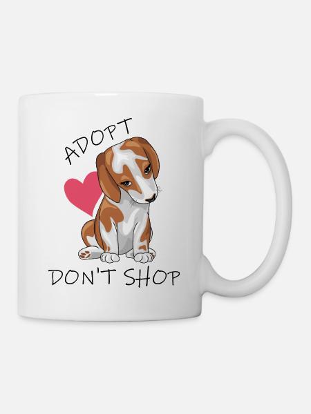 Cute beagle. Adopt - Mug - white