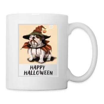 Bulldog dressed up in a halloween outfit. - Mug - white - Right