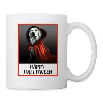Golden Retriever trägt einen roten Halloween-Mantel. - Tasse - Weiß - Rechts