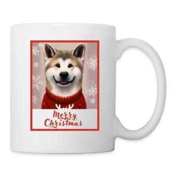 Charmant chien Akita dans un pull de Noël. - Mug blanc - blanc - Droite
