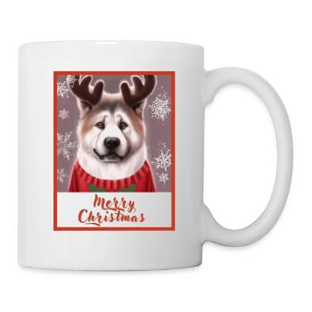 Gros chien Akita dans un pull de Noël rouge. - Mug blanc - blanc - Droite