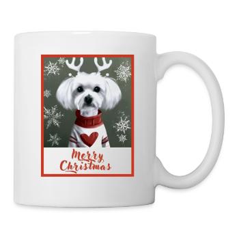 Süßer Malteserhund im roten Weihnachtspullover. - Tasse - Weiß - Rechts