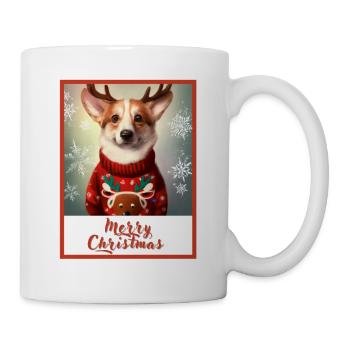 Doux heureux, chien (Corgi pembroke) dans un Noël - Mug blanc - blanc - Droite