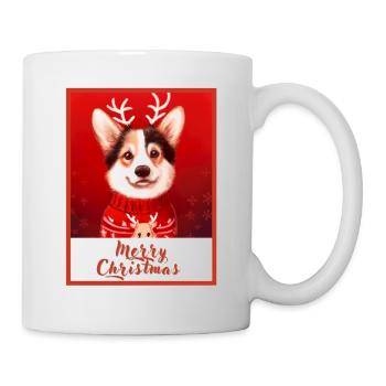 Süßer Hund (Pembroke Corgi) in einer roten Weihnacht. - Tasse - Weiß - Rechts