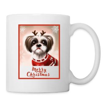 Cute Shih tzu dog in a Christmas sweater. - Mug - white - Right