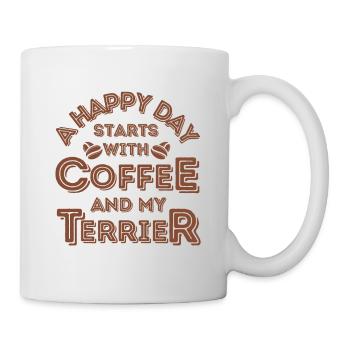 Terrier Kaffee Hund Cafe - Tasse - Weiß - Rechts