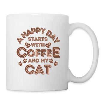 Katze Kaffee Katze Cafe - Tasse - Weiß - Rechts