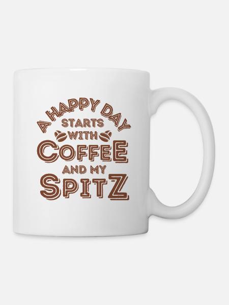 Spitz Kaffee Hund Cafe - Tasse - Weiß