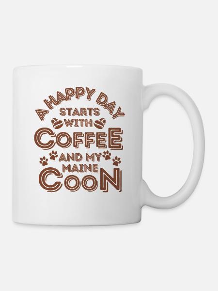 Maine Coon Katze Kaffee Cafe - Tasse - Weiß