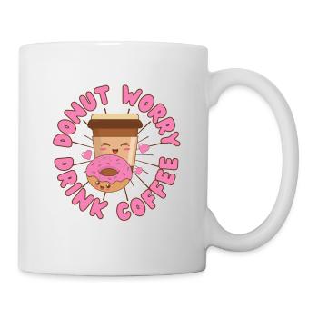 Donut Worry boire du café Donut kawaii - Mug blanc - blanc - Droite