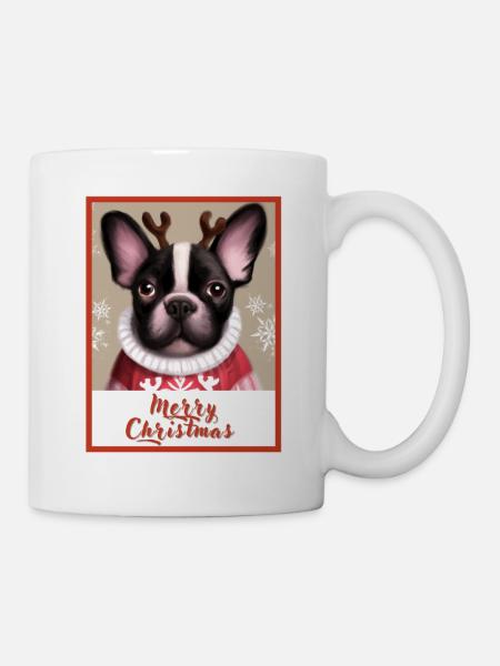 Portrait of a French bulldog in a sweater. - Mug - white