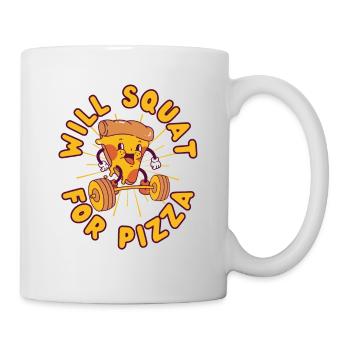 Pizza Musculation Squat Fitness Pizza kawaii - Mug blanc - blanc - Droite