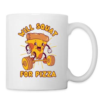Pizza Musculation Squat Fitness Pizza kawaii - Mug blanc - blanc - Droite