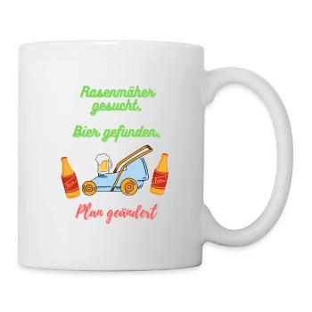 Rasenmäher der Bier bringt - Tasse - Weiß - Rechts