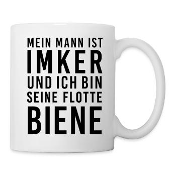 Mann Imker flotte Biene lustiger Spruch - Tasse - Weiß - Rechts