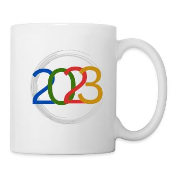 colorful new year 2023 circle, color new year gift - Mug - white - Right