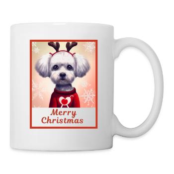 Portrait, Doux chien chanceux (Bichon frise) - Mug blanc - blanc - Droite