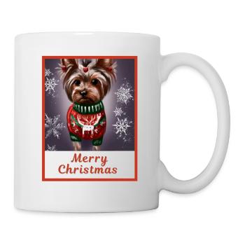 Portrait d’un chien, Yorkshire terrier - Mug blanc - blanc - Droite