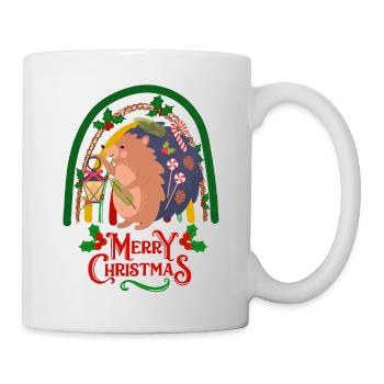 Christmas Hedgehog wishes Merry Christmas - Mug - white - Right