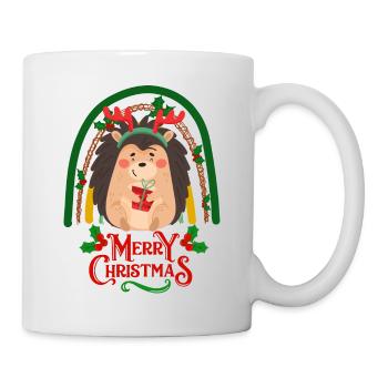 Christmas Hedgehog wishes Merry Christmas - Mug - white - Right