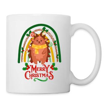 Christmas Hedgehog wishes Merry Christmas - Mug - white - Right